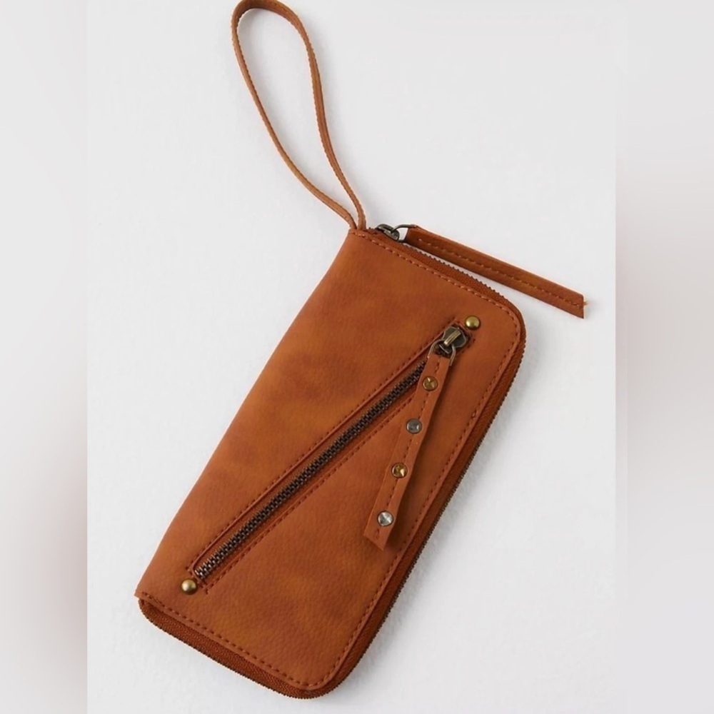 Free People Vegan Faux Leather Wallet in Brown NWT